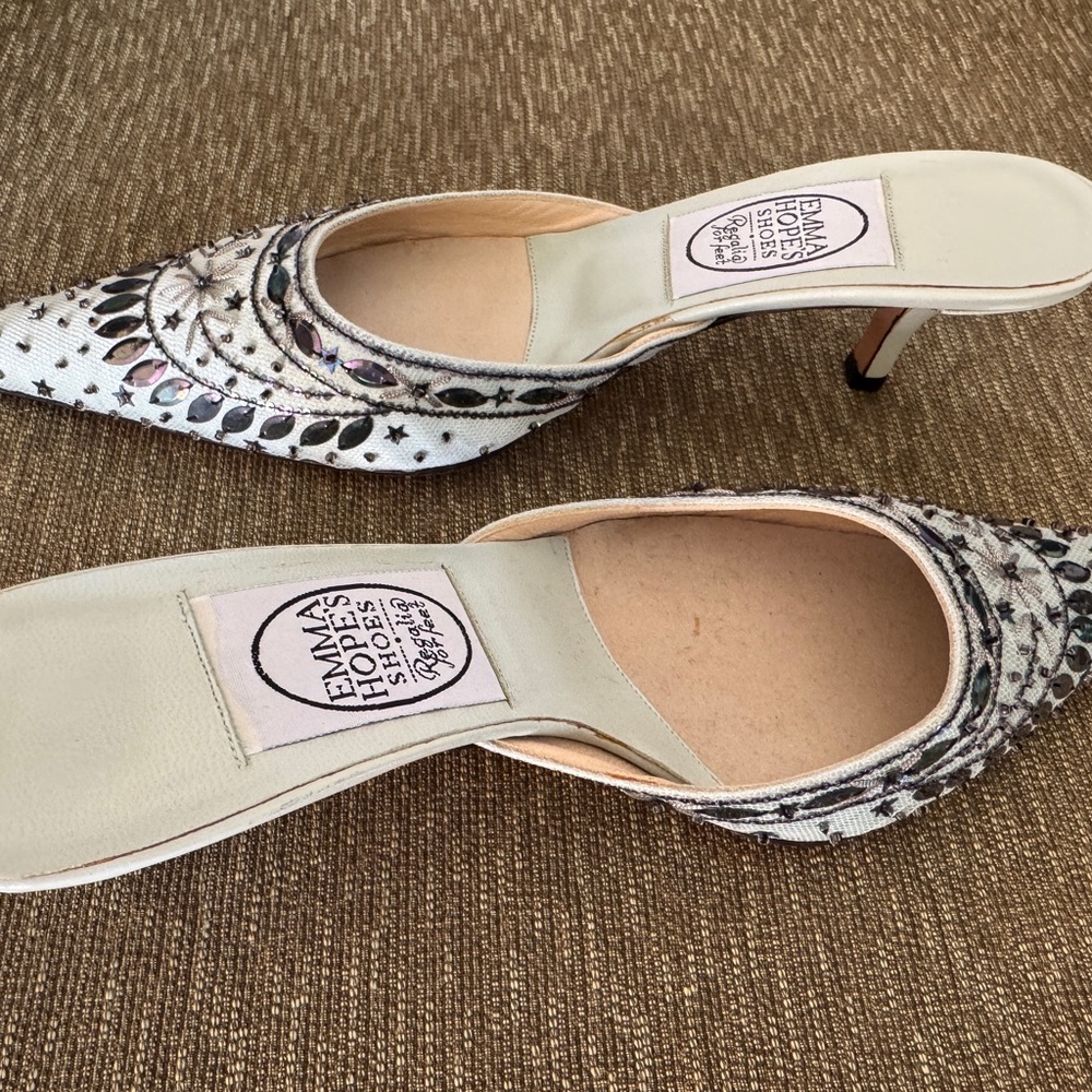 Emma Hope Kitten Heel Mules Sz 38